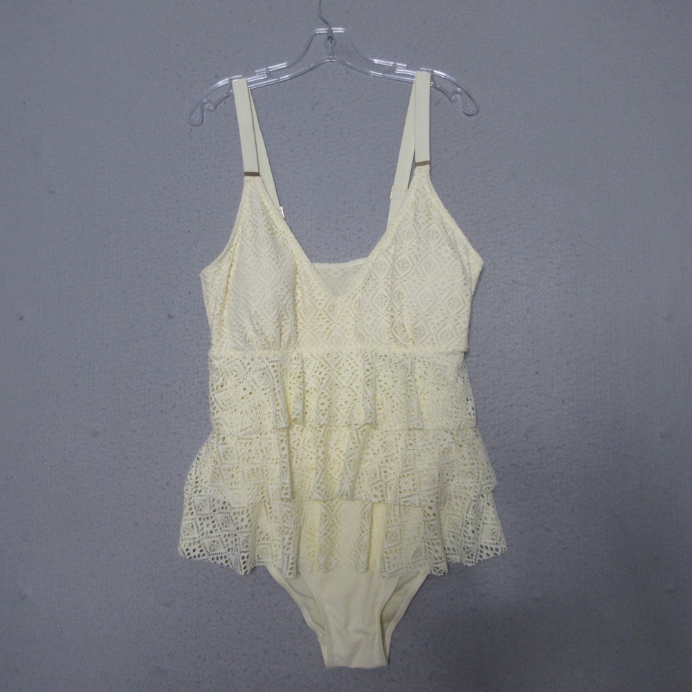Nichole Miller Bathing Suit Plus 1X Tiered Crochet Boho‎ Beach Pool Vacation NWT